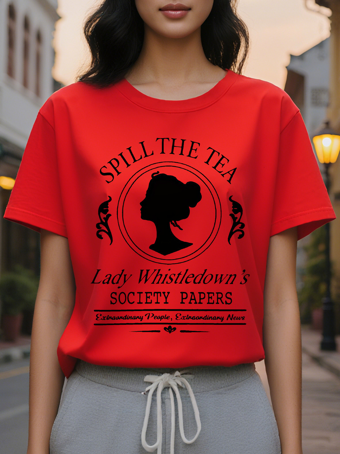 Large XL Vibrant Figure Print Crew Neck T-Shirt Soft Breathable Short Sleeve Casual Wear Spring Summer Women's Fashion Plus Size