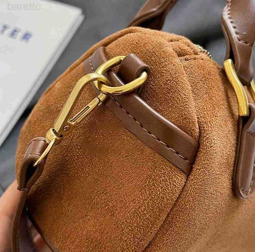 Slouchy Suede Boston Barrel Bag Women Corduroy Boho Satchels Shoulder Bag Crossbody Purse Mini Tophandle Tote Handbag M250904