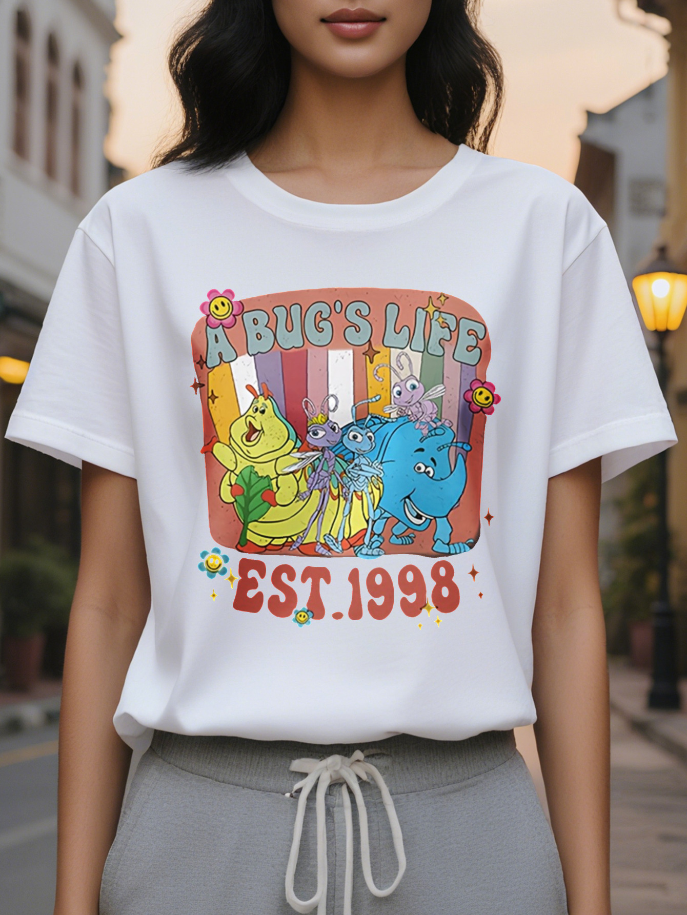 100% Cotton T-Shirt Women's Short Sleeve Round Neck Slim Fit New Fashion Spring Summer American Printed Pattern