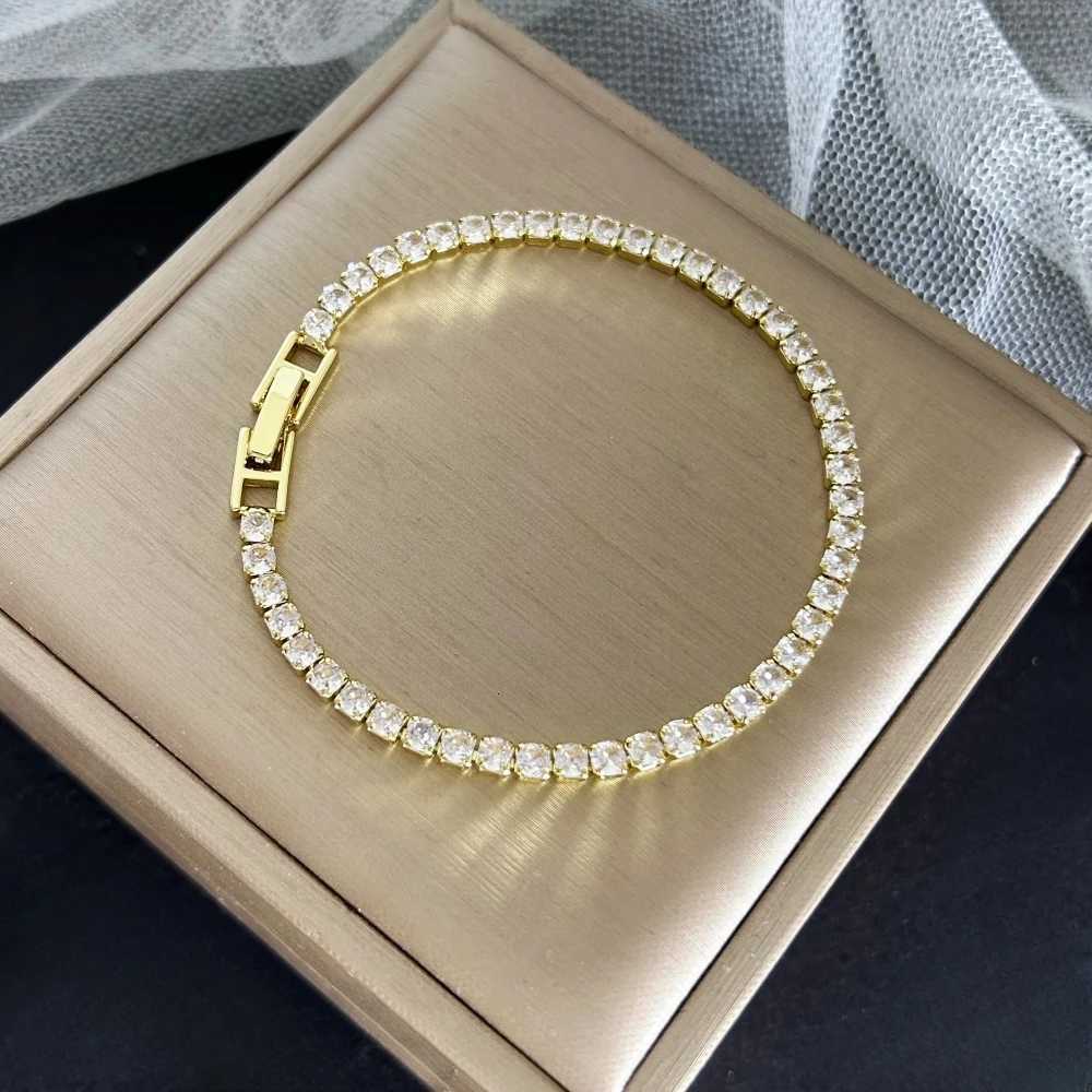 Stainless Steel Gold Silver Color 4mm Zirconia Chain Tennis Bracelets for Women 1618 cm Wristband Pulsera Luxury Jewelry Gifts W250904