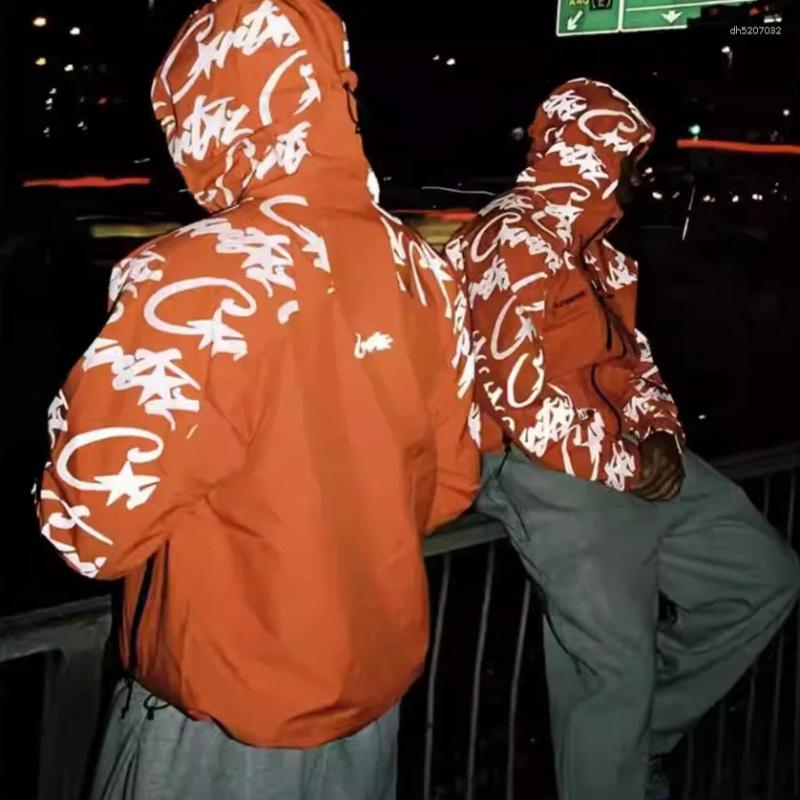 Men's Jackets Reflective Windproof Jaet Youth Faion Teenagers All Seasons Long Sve Zipper Closure Hooded Coat UKDRIPDRILL