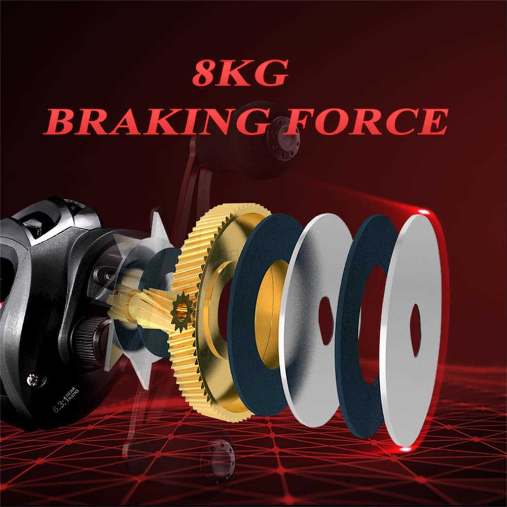 Baitcasting Fishing Reel Lightweight Aluminum Spool Fishing Reel 176Lbs Max Drag Magnetic Braking System 631 HighSpeed Gear Ratio Saltwater Freshwat W