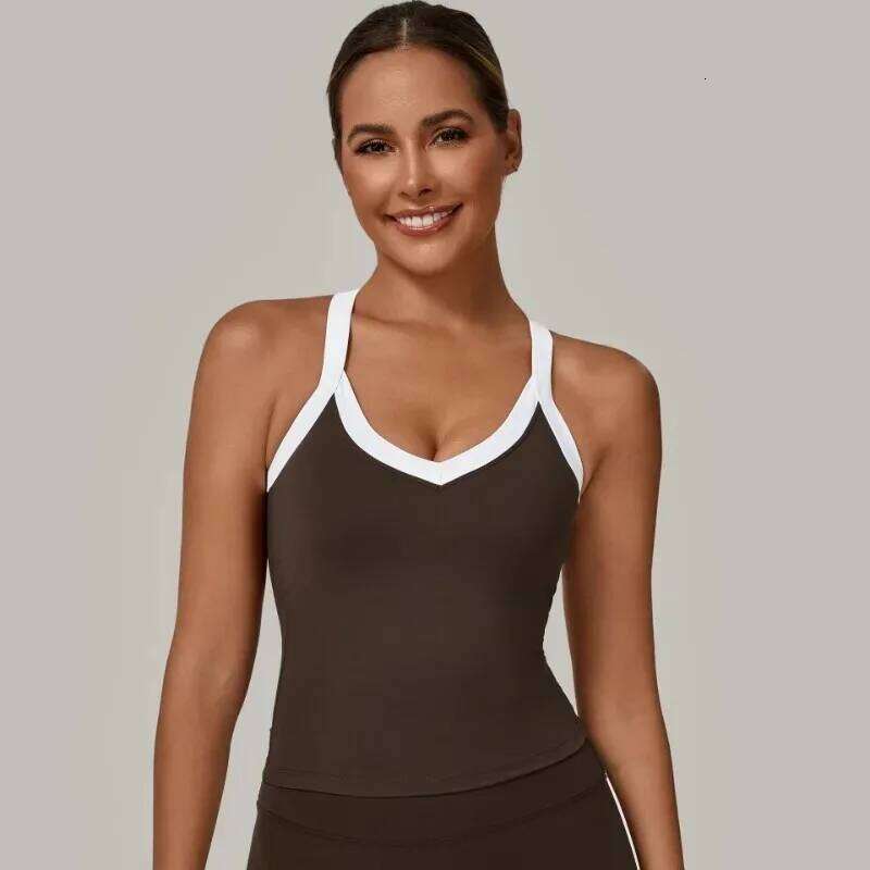 Women's Sports Vest Color Block Heart-Shaped Neckline Open Back Fiess Top Quick Dry Fabric Yoga Running Workout