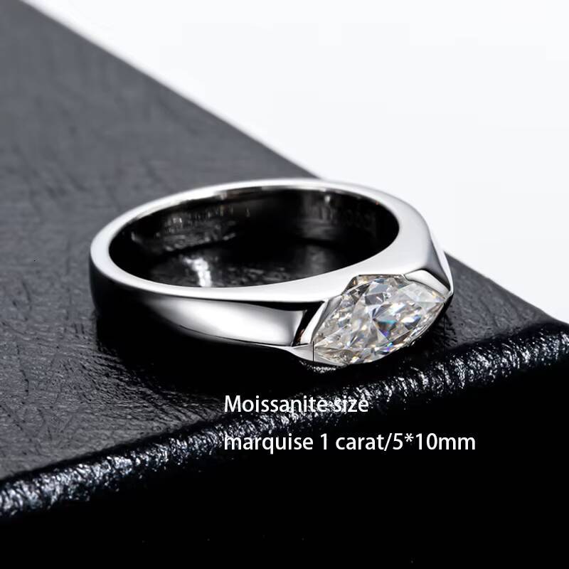 S925 Silver 1ct MarquiseShaped Moissanite Ring Simple Cool Luxury HighEnd for Couples