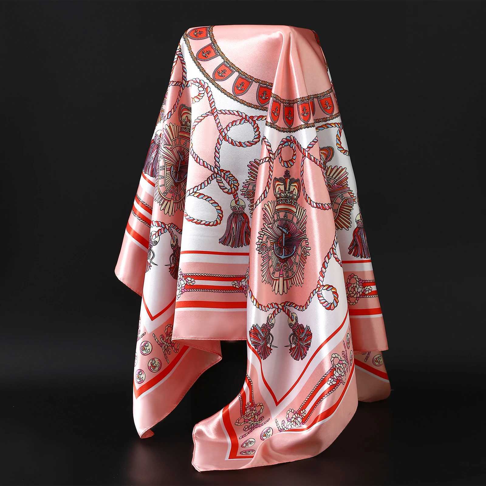 Designer 90X90CM Kerchi rope And America Fashion Bandan Four Seasons Luxury Square Silk Scarves New Latt Print Sunscreen Shawls G250904