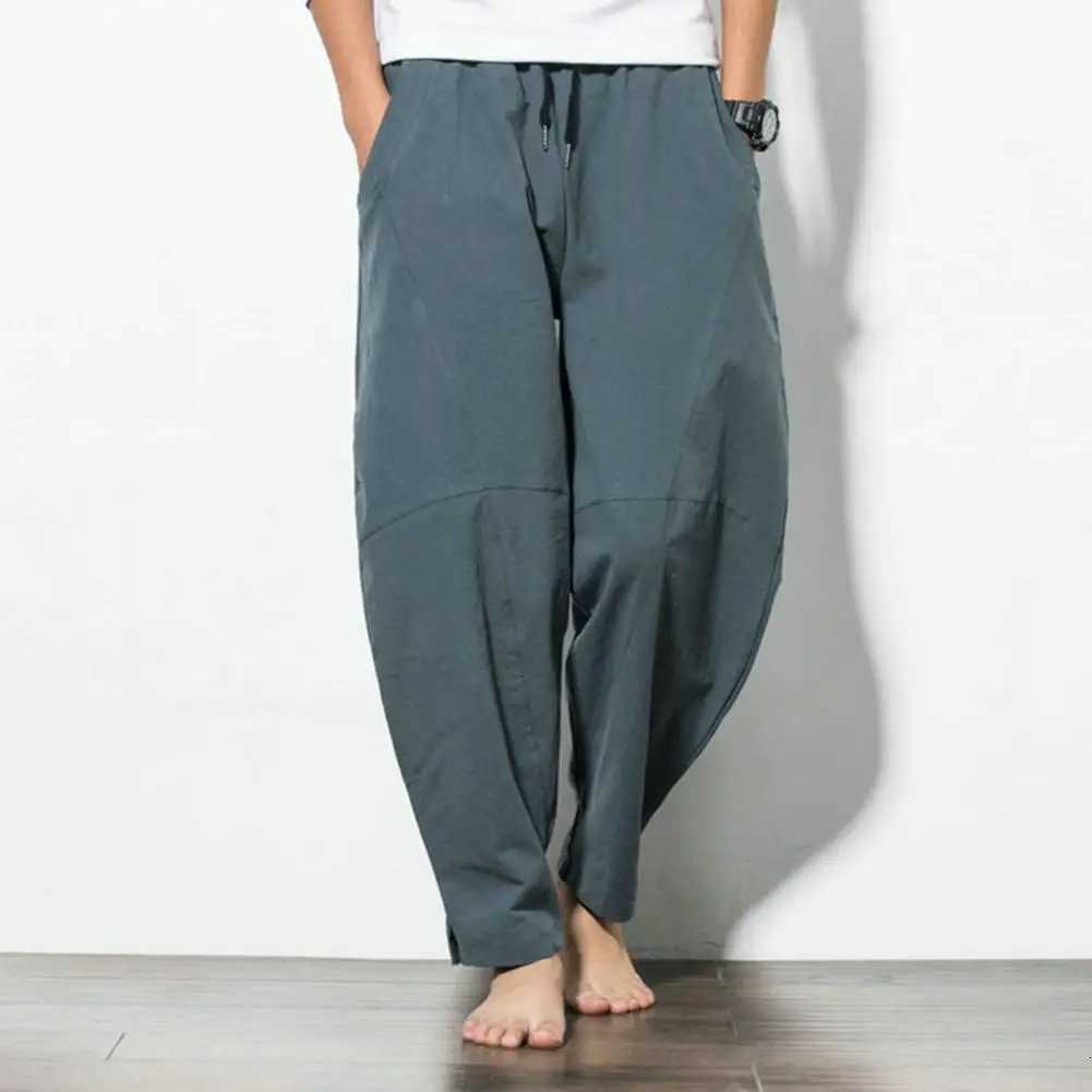 Harem Pants New Mens Cotton Linen Loose Pants Male Casual Solid Color Pants Trousers Chinese Style SweatpantsXJ250904