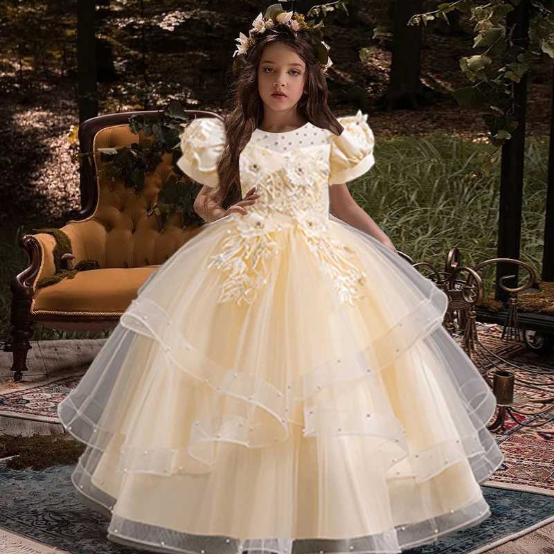 New Flower Girl Wedding Dress Girls Party Dresses Elegant Girl Walking Show Evening Dress 4-12 Years Old Childrens Clothing Z250904