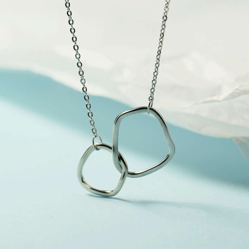 Irregular Double Ring Necklace Women, Collarbone Chain, Fashionable and Versaile for Sudens, Sexy Neck Jewelry, Inerne Celebriy Syle, Enhances