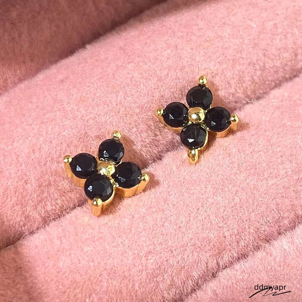 Girl Fine Jewelry Sweet Factory Custom Multi Color Stone Black Gold Plated Sterling Sier Ddmyday Mini Stud Earrings For Kids Ddmyday