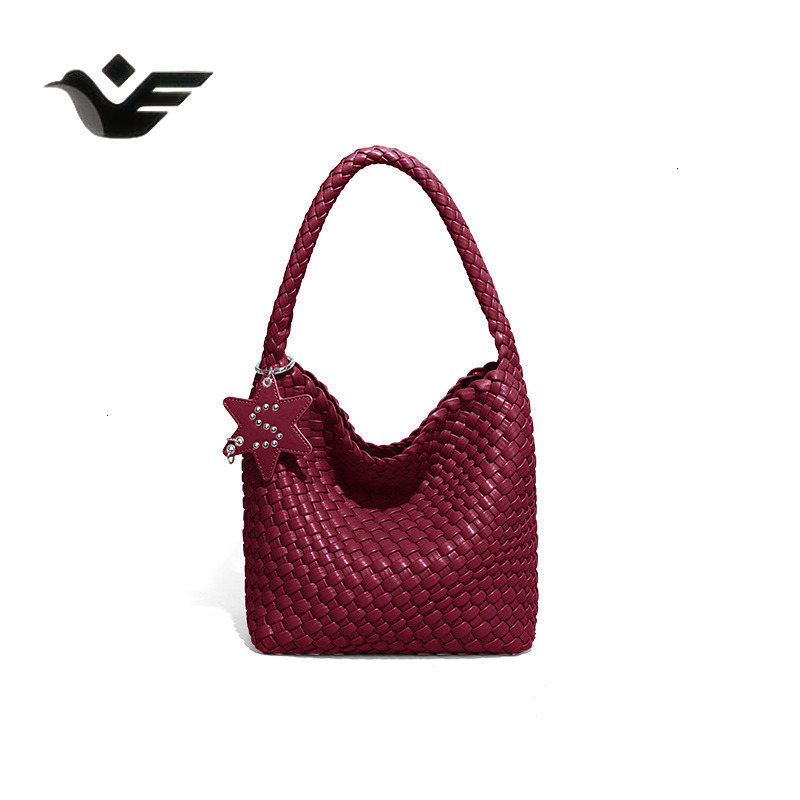 Feiyan Free Shipping New Designer Bag Luxury Shopping Bag Champagne Gold Woven Bag Tote Bag Star Pendant Large Capacity High-end Fashion Shoulder Bag