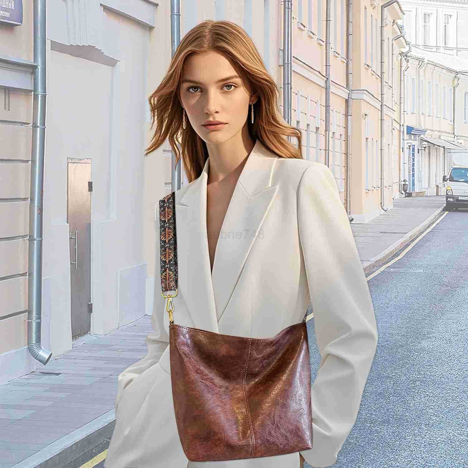 Fashion Hobo Bags for Women Vegan Leather Crossbody Bag with Guitar Strap Shoulder Purses and Handbags M250904