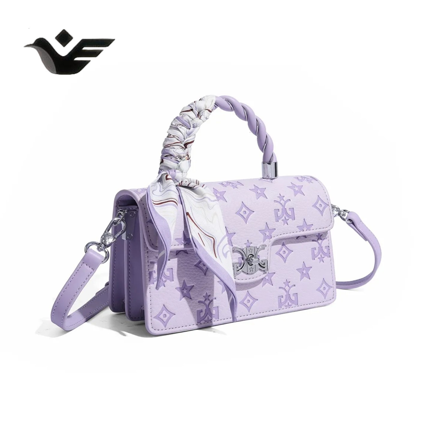 Feiyan Free Shipping New Designer Bag Luxury Shopping Bag High-end Light Luxury Printed Small Square Bag Trend Purple Stylish Single Shoulder Messenge