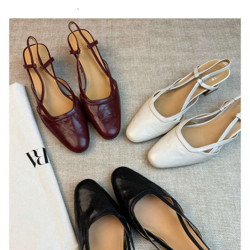 Side Hollow Designer Shoe Sandals Elegant 5cm High Heel Comfortable Spring Summer Round Toe New Leather Shoes