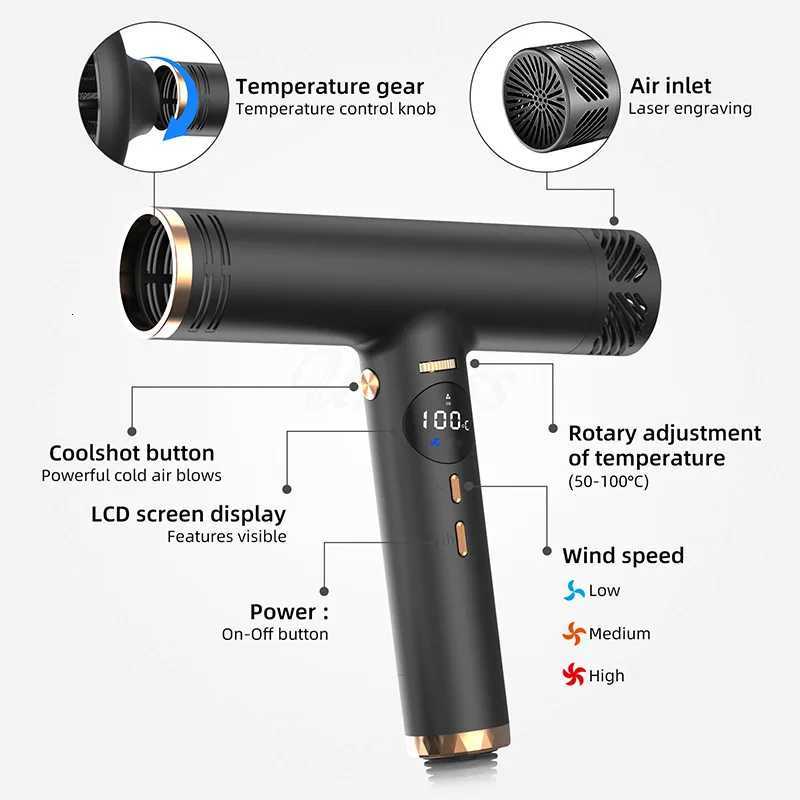110V Professional Brushless Motor Highspeed Hair Dryer Styling Tool Constant Temperature Negative Ions LCD Temperature DisplayW250904
