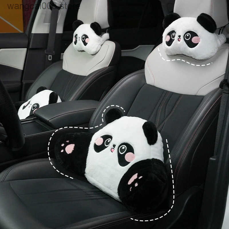 2024 Car Headrestlumbar Support Cute Panda Creative Soft and Comfortable Car Headrest Cushion Relieves Pressure Car Seat Pillow S250904