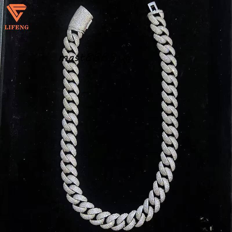 Miami VVS Moissanite Cuban Link Chain 16mm Iced Diamond Man Necklace 925 Silver White Gold Plated Hiphop Fine Jewelry