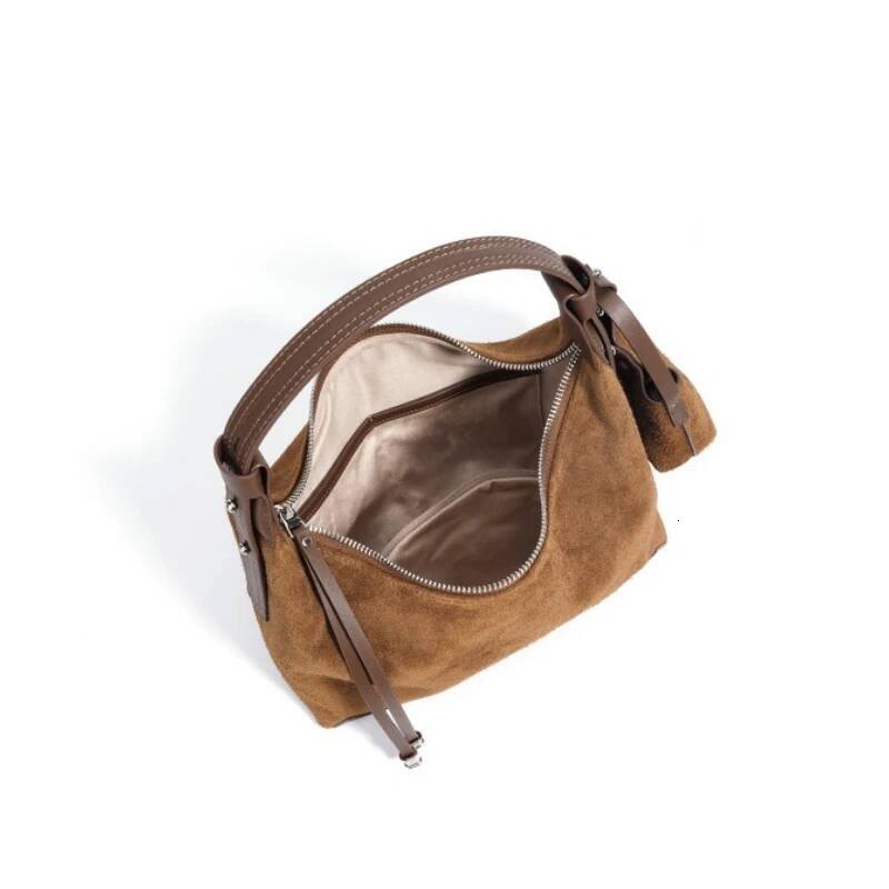 Suede Women Retro Designer Handbags Cowhide Leather Shoulder Crossbody Bags with Small Bag Adjustable Strap Winter New