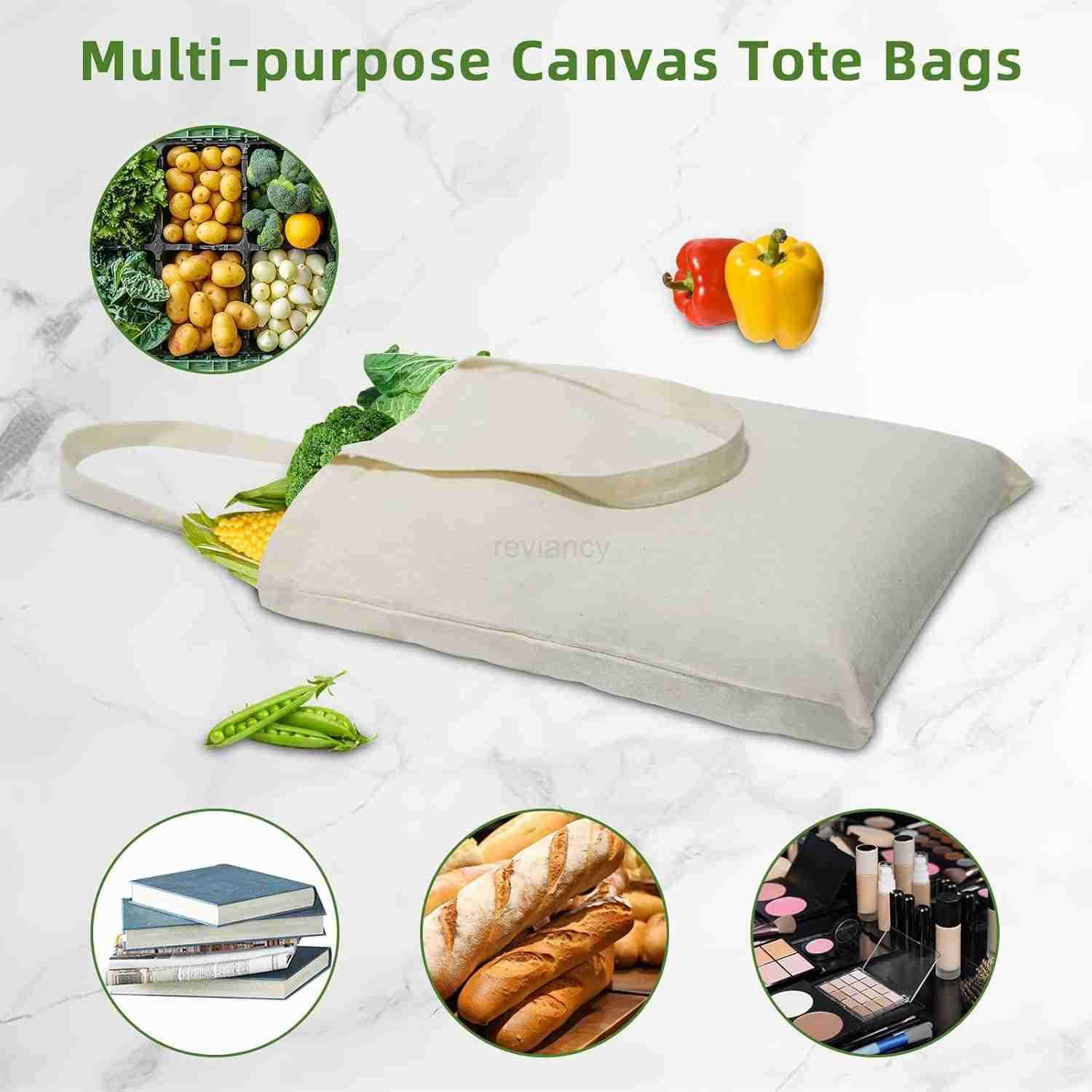 6 I 12 I 24 Pack Canvas Tote BagsReusable Blank Canvas for Shopping BagsGrocery BagsDIY Gift BagsW250904
