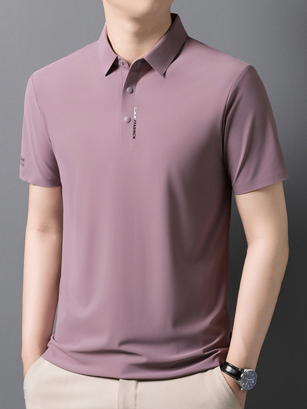 Men's Business Casual Short Sleeved Shirt Solid Color Polo Shirt Fashionable Breathable Comfortable Versatile Top R250904