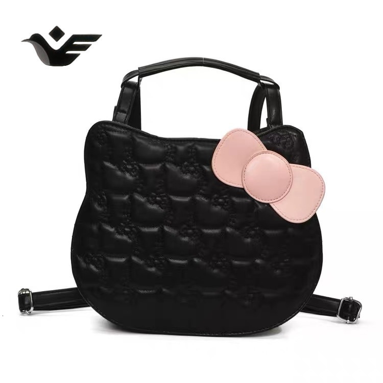 Feiyan Free Shipping New Designer Bag Luxury Shopping Bag Sweet Cute Kitty Cat Backpack Cartoon Bow Simple Fashionable Textured Student School Bag For