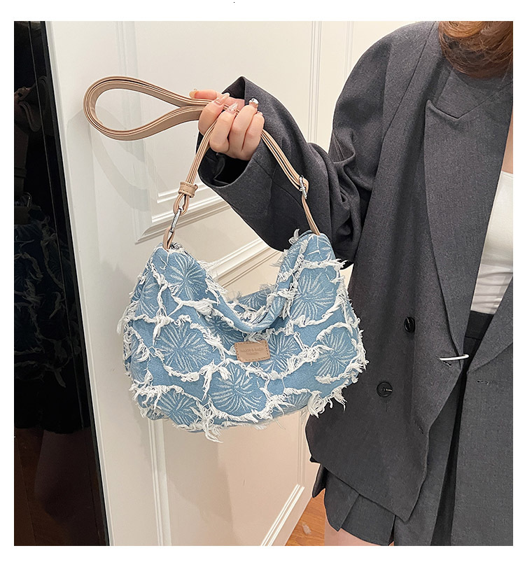 2025 autumn new niche design denim elegant and versatile fashion crossbody bag women's armpit bag designer shoulder bag