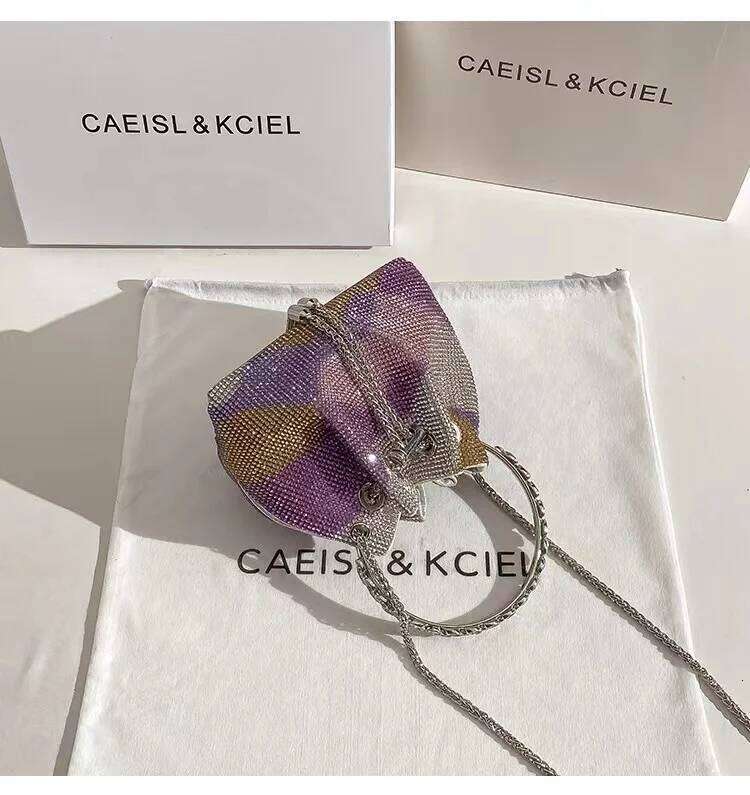 Designer Women's Handbag Crystal Shiny Rhinestones Dia Evening Wedding Party Clutch Purse Shoulder Crossbody Bag