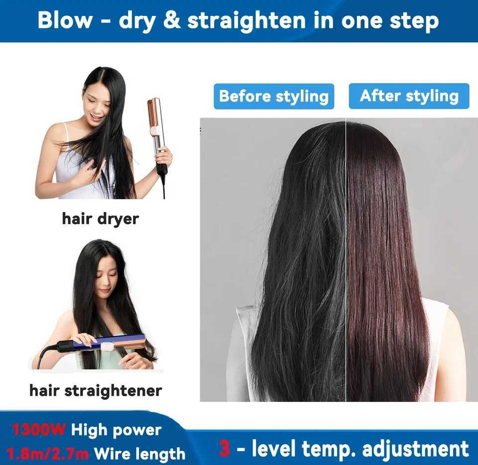 2in1 Hair Straightener Dryer Combo with Smart Temperature Control and Digital LCD Display Quick Styling for Home SalonW250904