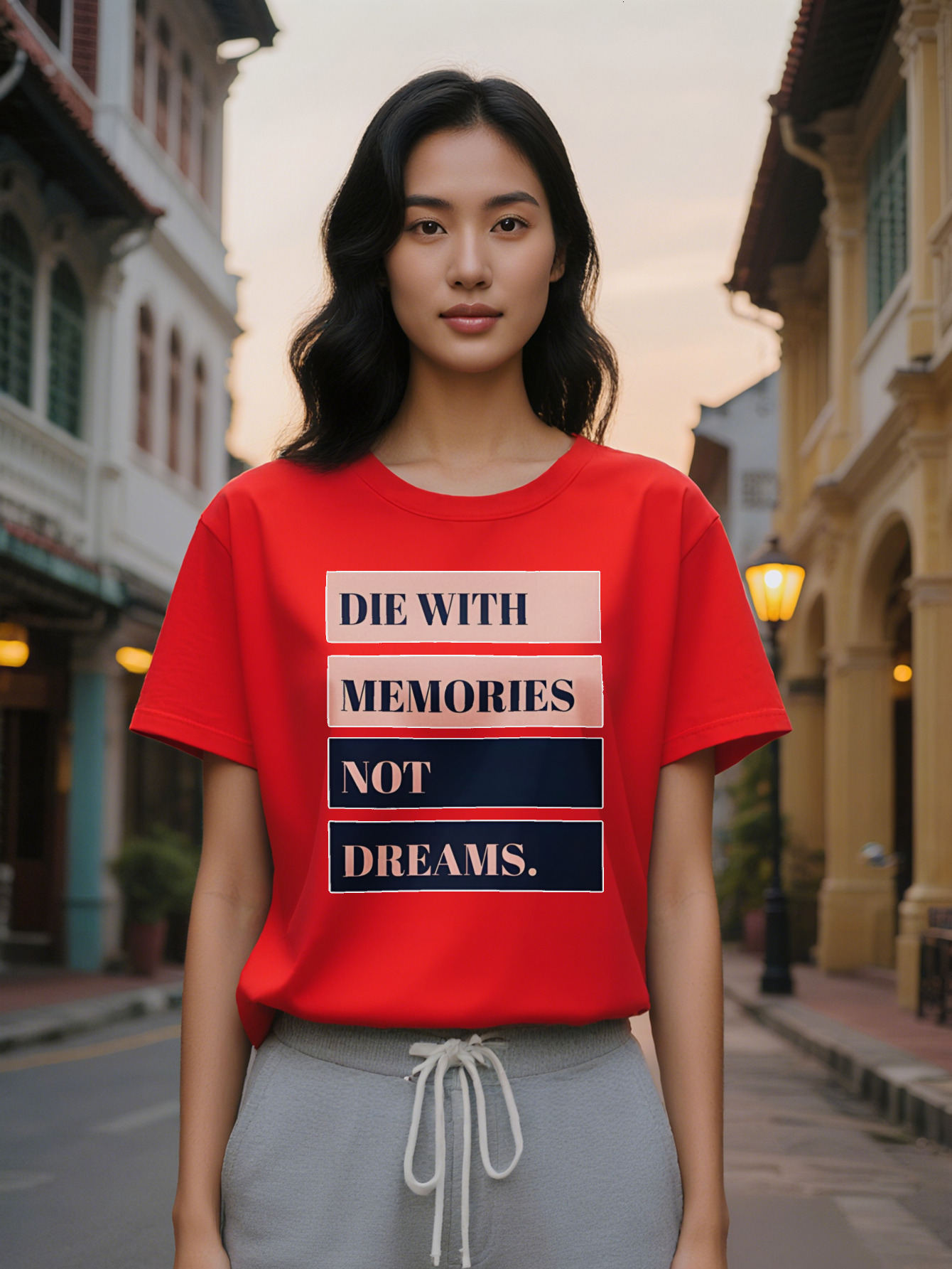 Large XL Casual Versatile Crew Neck T-Shirt with Rectangular Letter Pattern Lightweight Fabric Perfect for Women Collection Summer Plus Size