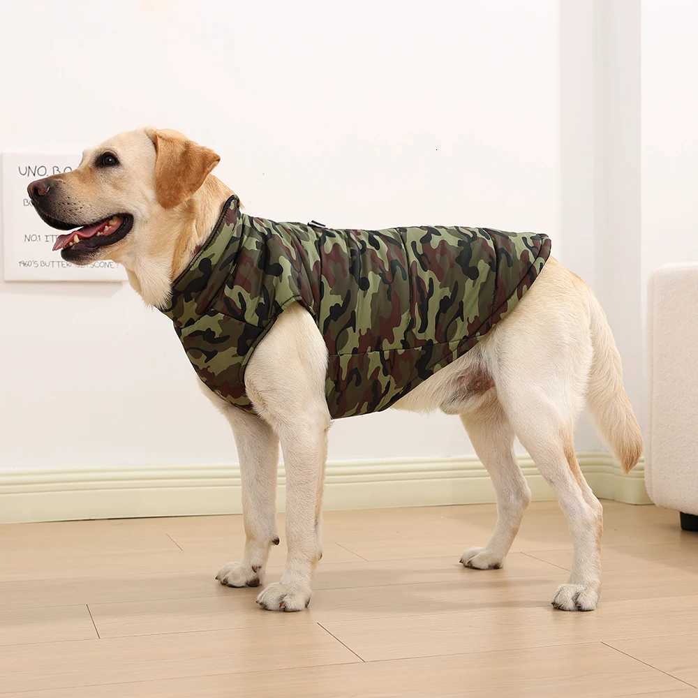 Winter Warm Big Dog Clothes Camouflage Sleeveless Pet Vest et Windproof Large Dog Coat Zipper Dring 4XL6XL Puppy Outfits W250904