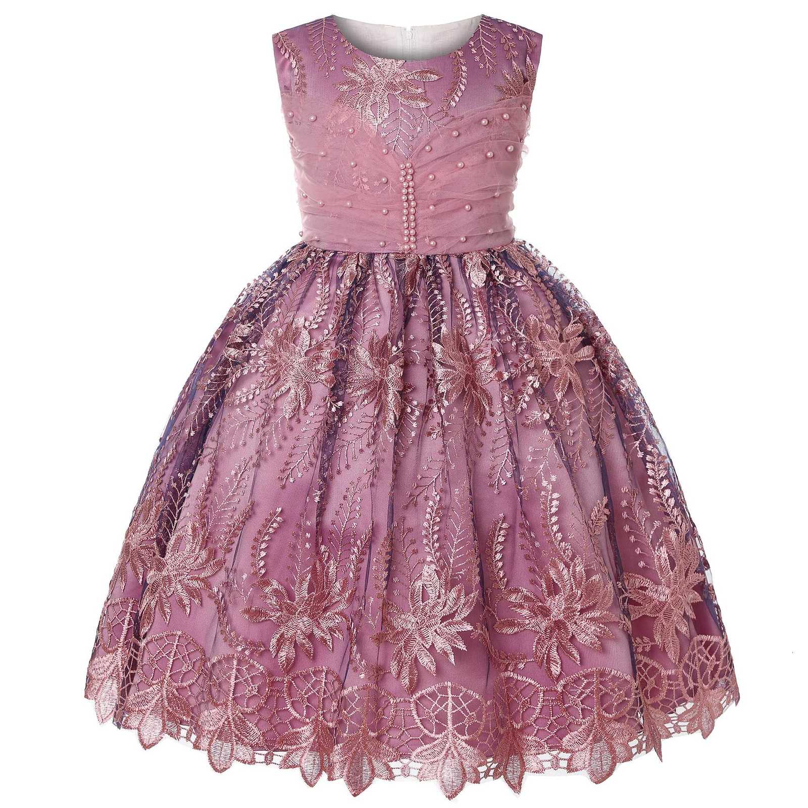 Girls Gauze Pompadour Dress Lace Children Holiday Dress 2025 Fashionable Elegant Girls Outfit for Special Occasions Z250904