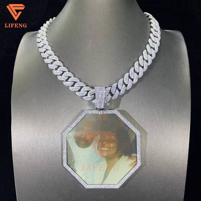 New Arrivals Hip Hop Rapper Necklace Gold Plated 925Silver Iced Out Vvs Moissanite Miami Raised Cuban Link Chain Diamond Handset