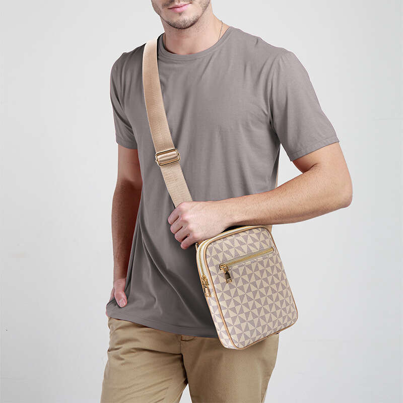 DHessentials Vintage Minimalist Unisex Sling Bag | Luxury Geometric Print Crossbody Bag for Men & Women | Durable PU Leather Daily Use