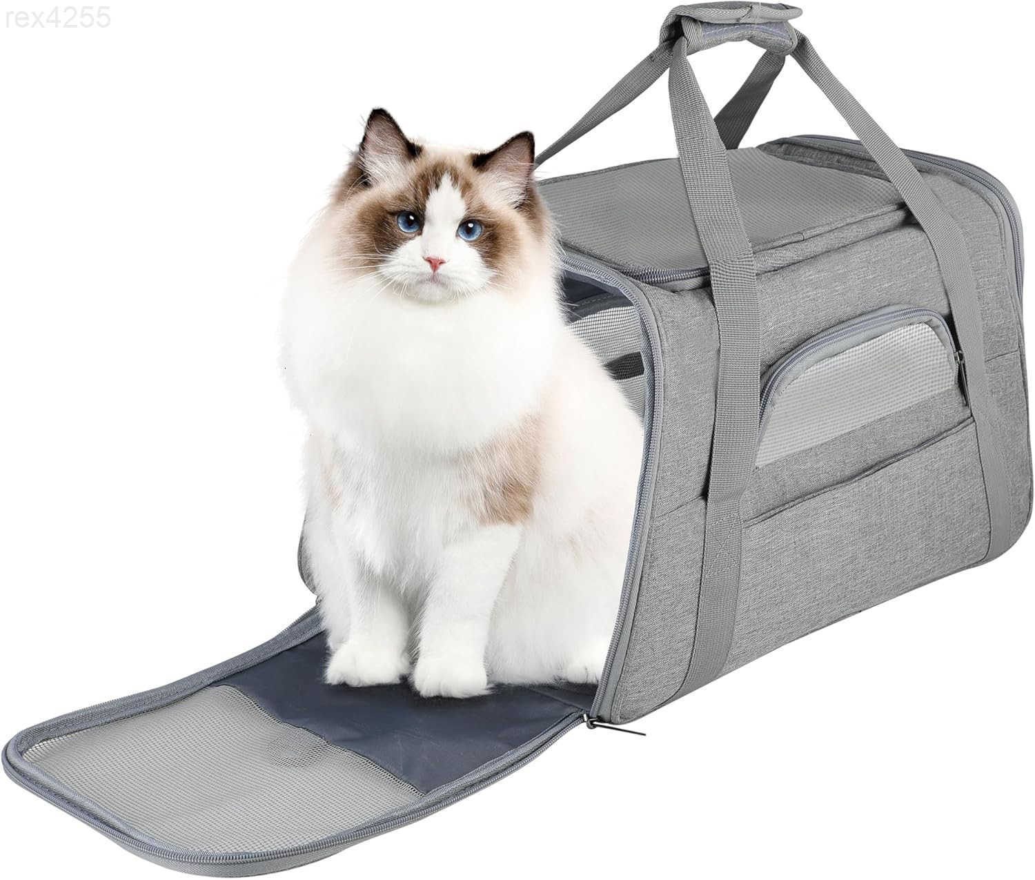 Pet Travel Carrier Soft Sided Portable Bag for Cats Small Dogs Kittens or Puppies Collapsible Durable Airline Approved Travel Friendly Grey 170 L x 10