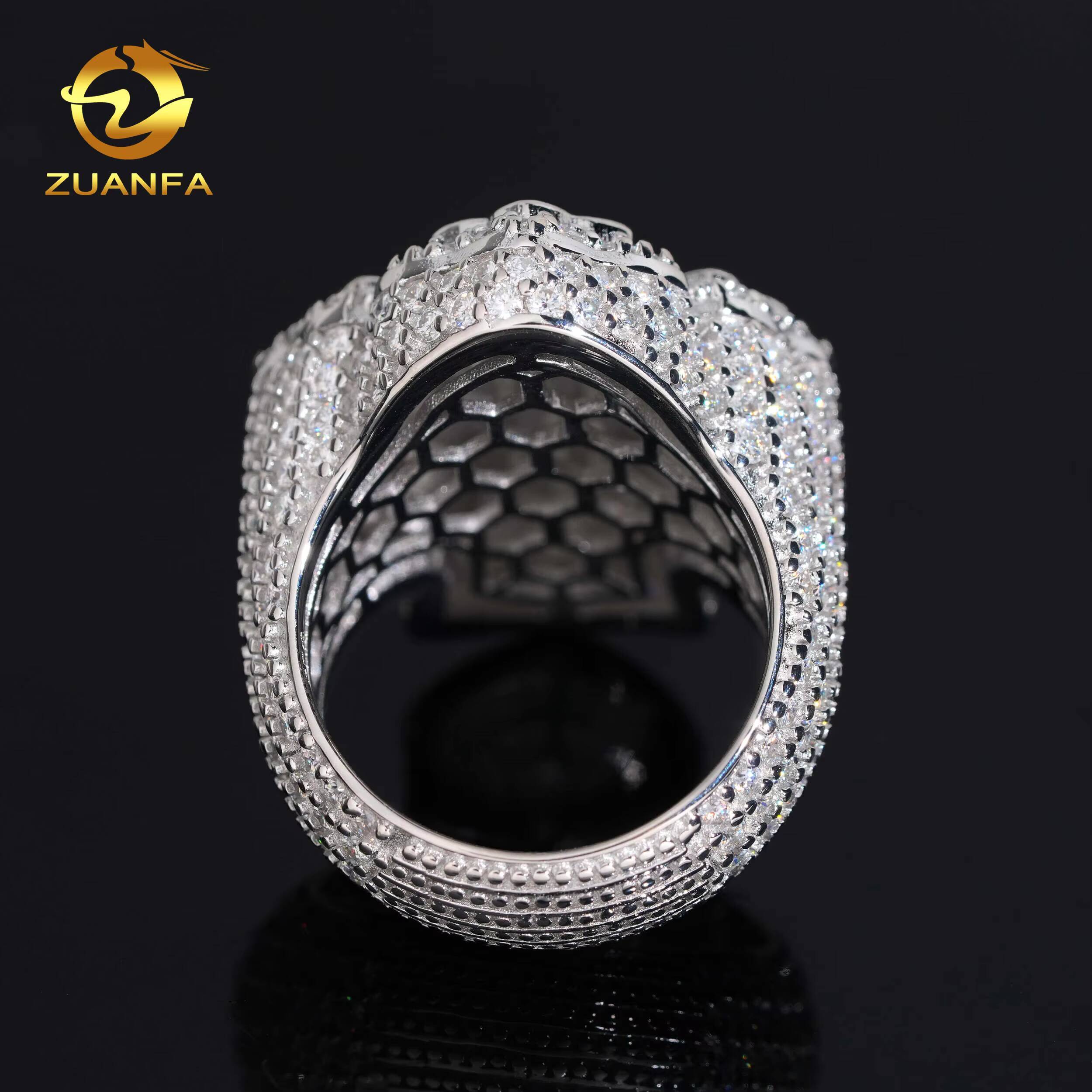 USA Local Stocks Affordable Ready to Ship Cross Ring Gold Baguette Moissanite Ring Iced Out Men Diamond Ring Iced Out Jewelry