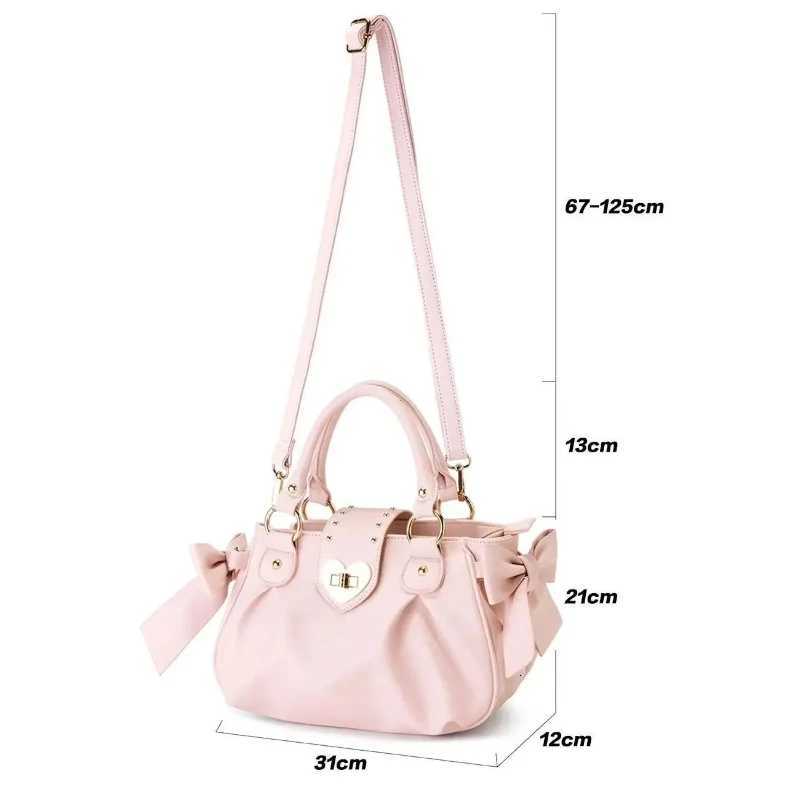 Harajuku Bow Pink Hand Bag Purse Women Japanese Style Soft Casual Crossbody Bag Ladies Sweet Cute Large Capacity Shoulder Bags Z250903