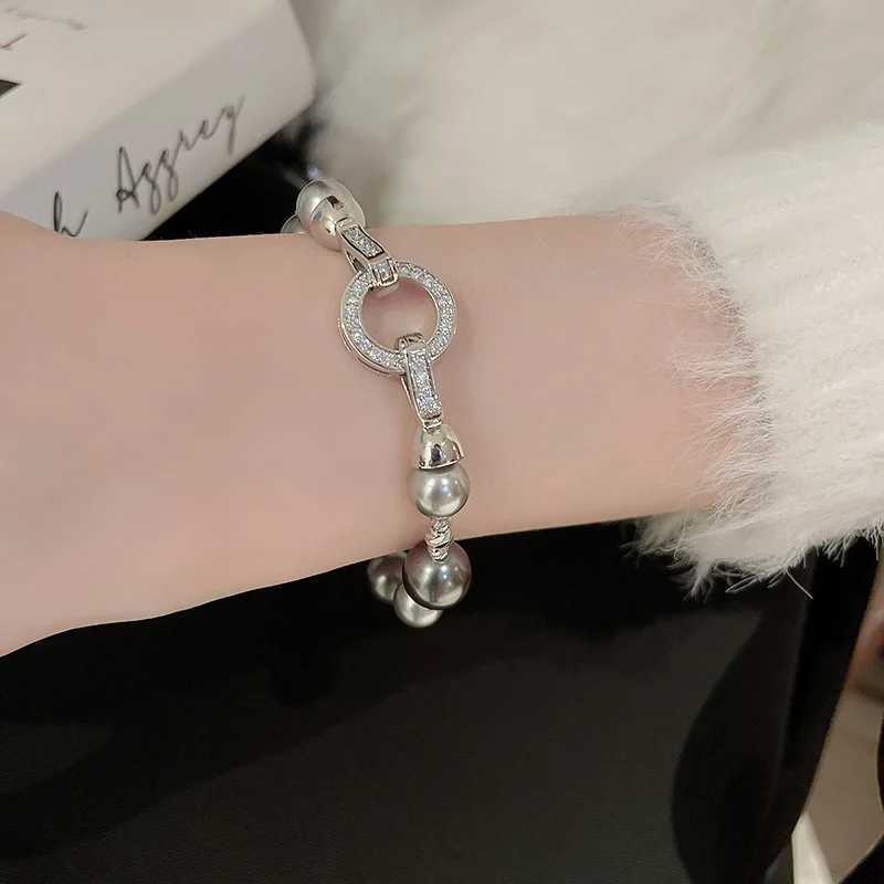 European and Fashion Jewelry Accessories Pearl Crystal Charm Bracelet for Women 2024 New Stainless Steel Cuff Bracelet Y250904