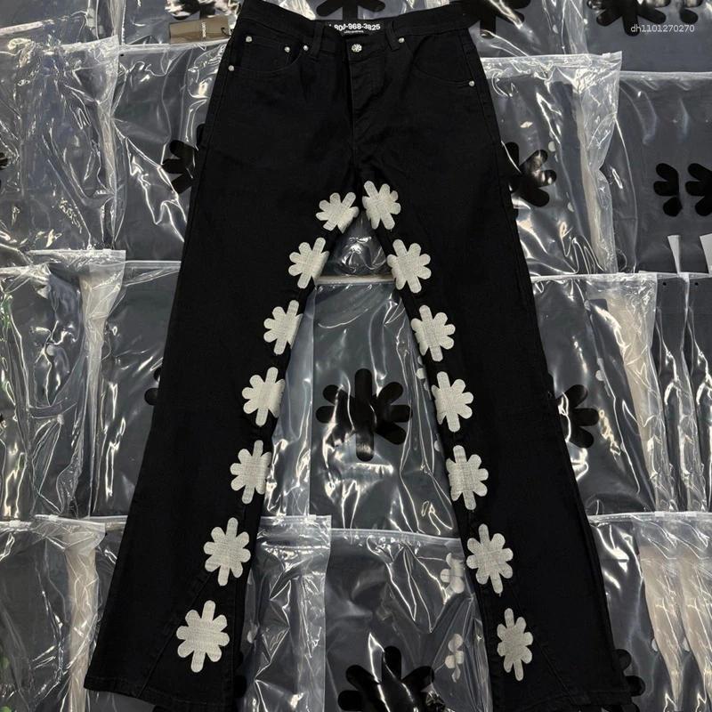 Men's Jeans 25SS LOSTSHDWS High Street Men Women Embroidery Slim-fit Straight-leg Trousers Denim Pants