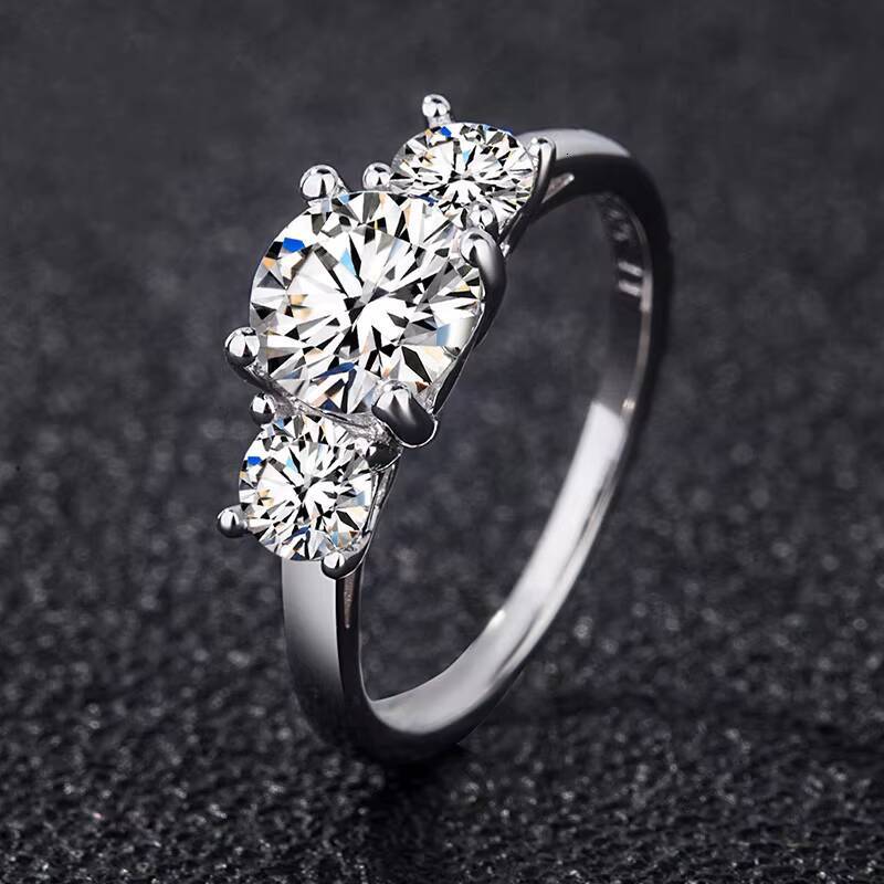 Hot Pretty Jewelry 925 Sterling Silver Moissanite Round Wedding Diamond Womans Eternity Ring
