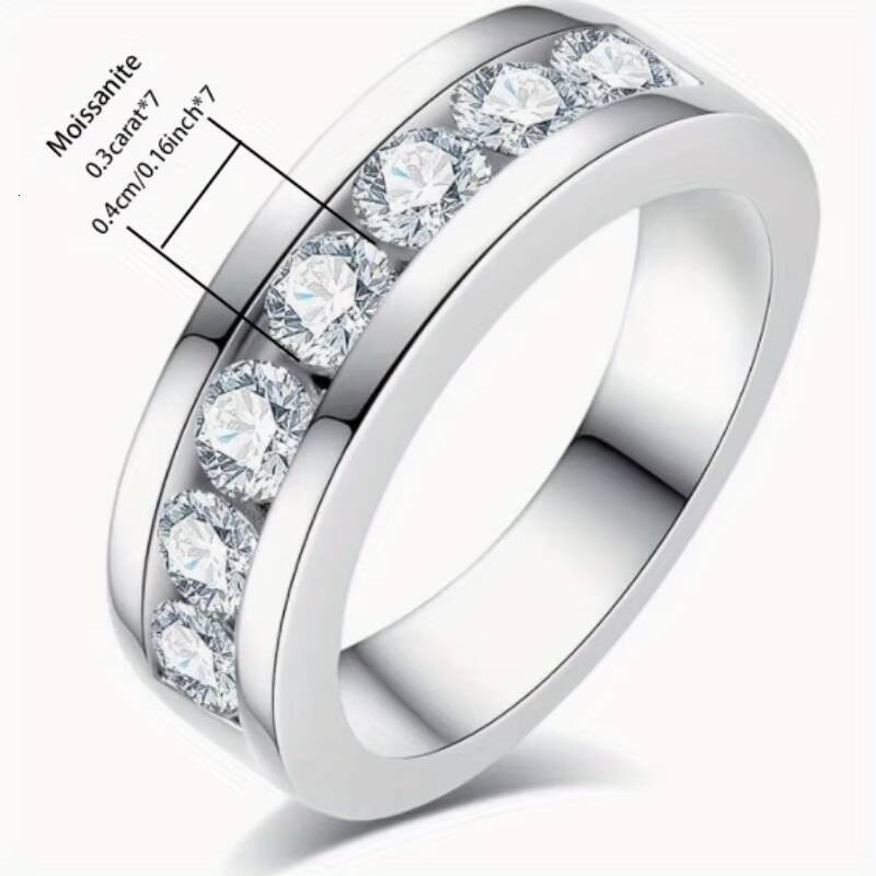Unisex Unique Design 925 Sterling Silver Fine Moissanite Ring for Solid Wedding Engagement Anniversary Bands