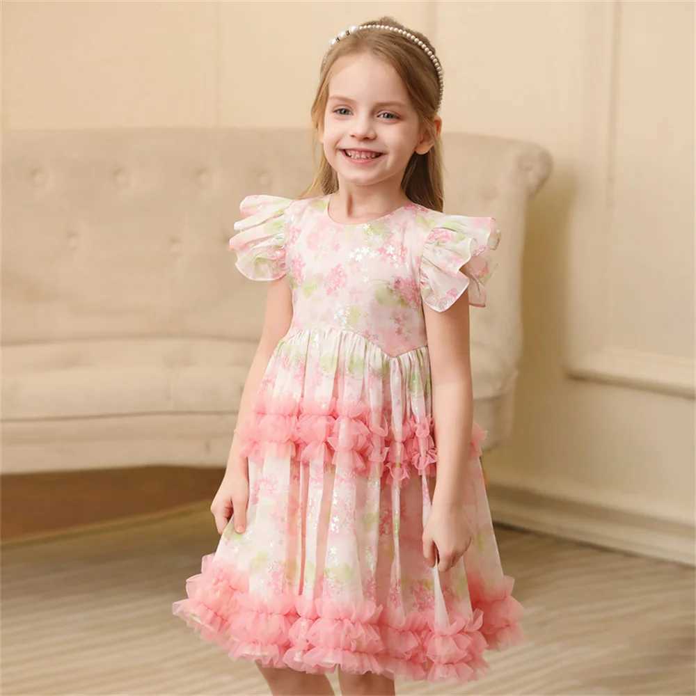 Baby Girl Sleeveless Thin Pink Princess Dresses Kids Girl Flower Casual Dress Mesh Birthday Ceremony Ball Gown Z250904