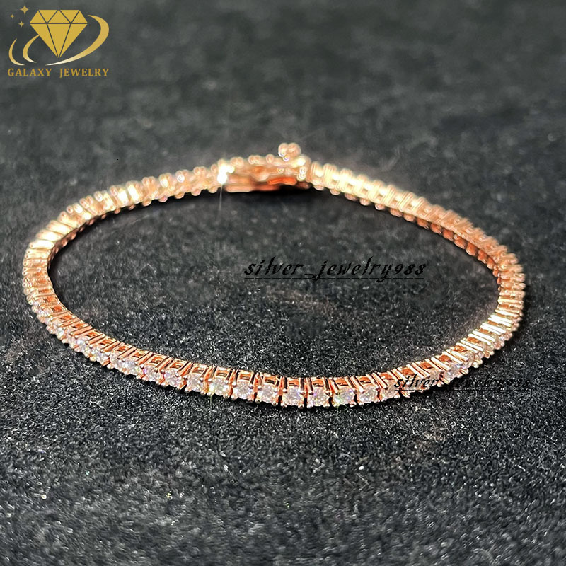 2MM Luxury Jewelry S925 D VVS Moissanite Diamond Chain GRA Certificat Tennis Bracelet Custom Lock for Men and Women