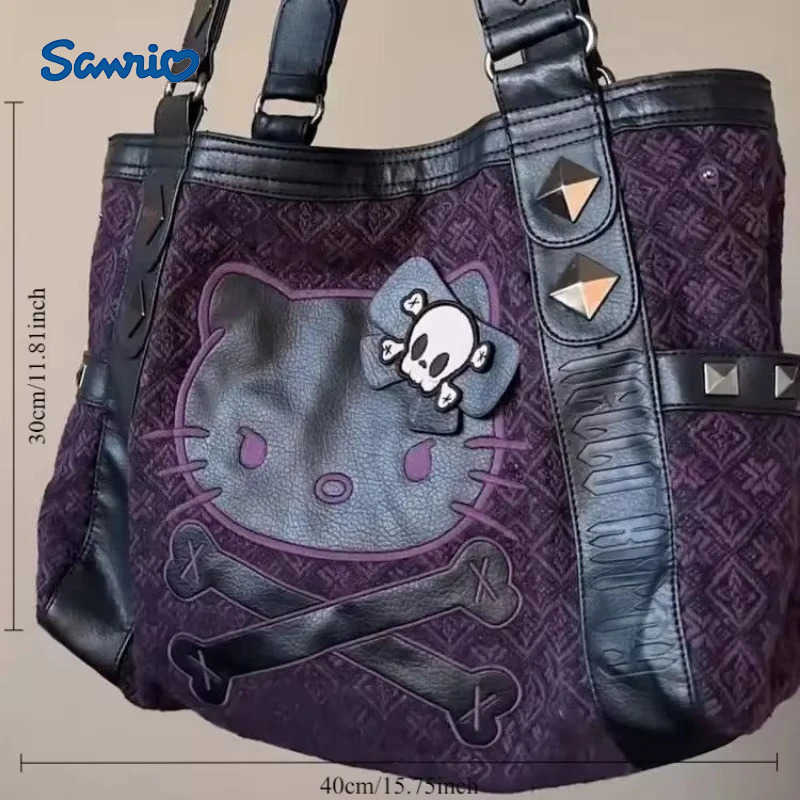 Sanrio Vintage Purple Sanrio Miniso Handbag - Y2K Goth Chic for Girls
