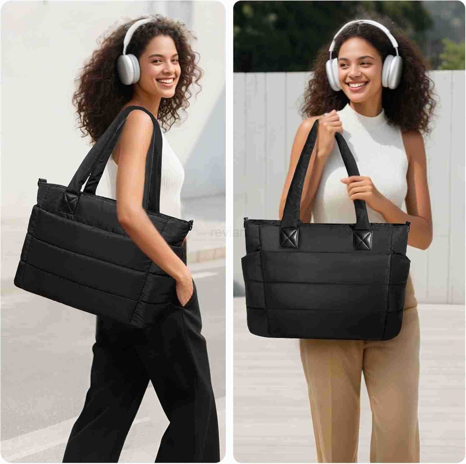 Tote Bag for Women Puffer Tote Bag Large Quilted Nurse Bag with Zipper for Work TravelW250904