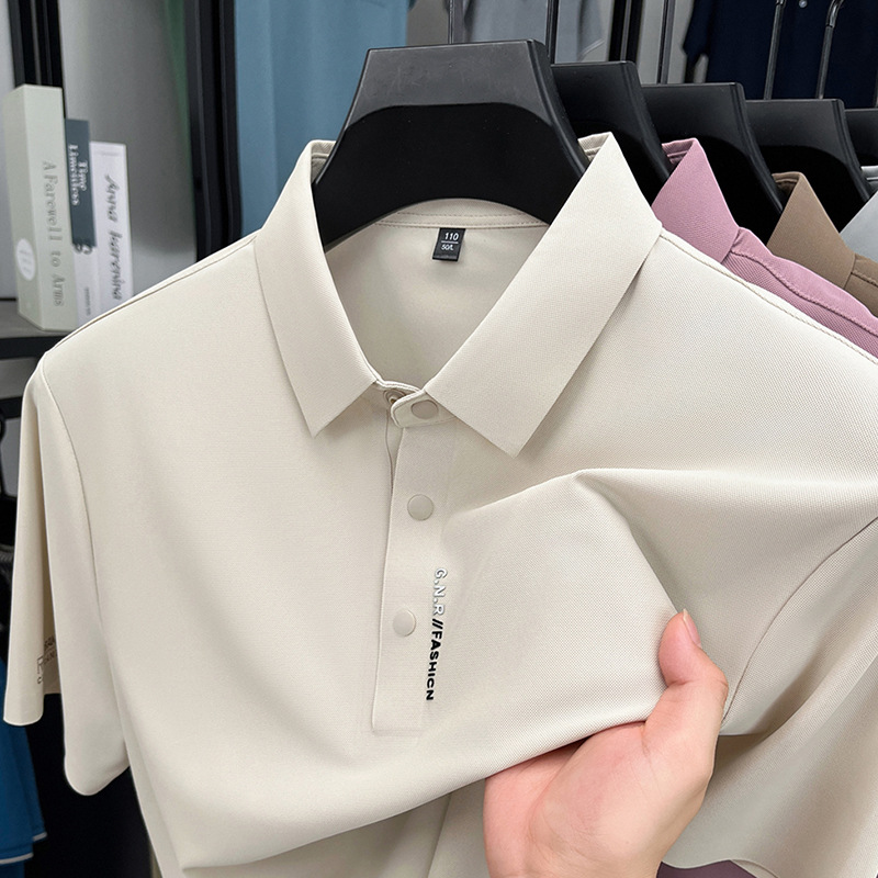 Men's Business Casual Short Sleeved Shirt Solid Color Polo Shirt Fashionable Breathable Comfortable Versatile Top R250904