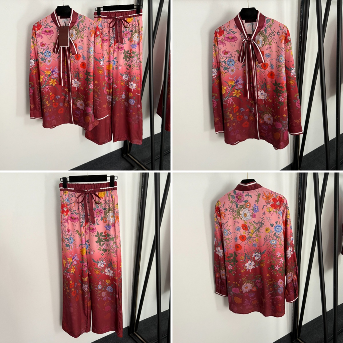 Street Style Tracksuits Luxury Silk T Shirt Pants Indoor Outdoor Sleepwear Designer Pajamas Set Party Brand Two Piece Pants