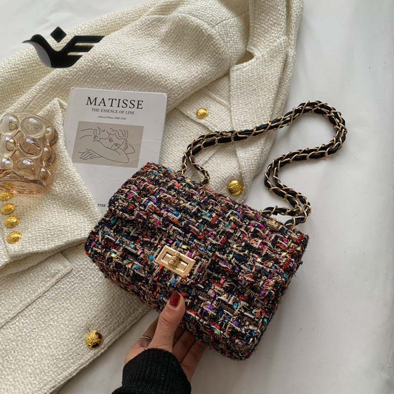 Feiyan Free Shipping New Designer Bag Luxury Shopping Bag Chanel Style Woolen Bag For Women Trend Fashion Korean Version Versatile Chain Shoulder Cros