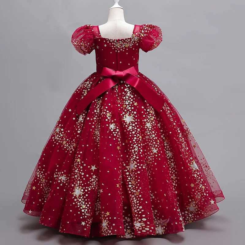 8905 Kids Dress For Girls Wedding Mesh Long Girl Dress Elegant Princess Party Pageant Formal Gown Dress For Teen Children Z250904