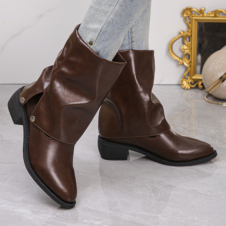 Winter pant leg boots for women - Merlot pointed toe short boots