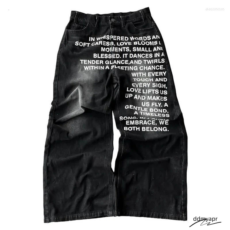 Men's Jeans Y2k Men Vintage American Pattern Letter Ddmyday Streetwear Gothic Haruku Hip Hop Women Fashion Casual Wide Leg Ddmyday Ddmyday Ddmyda