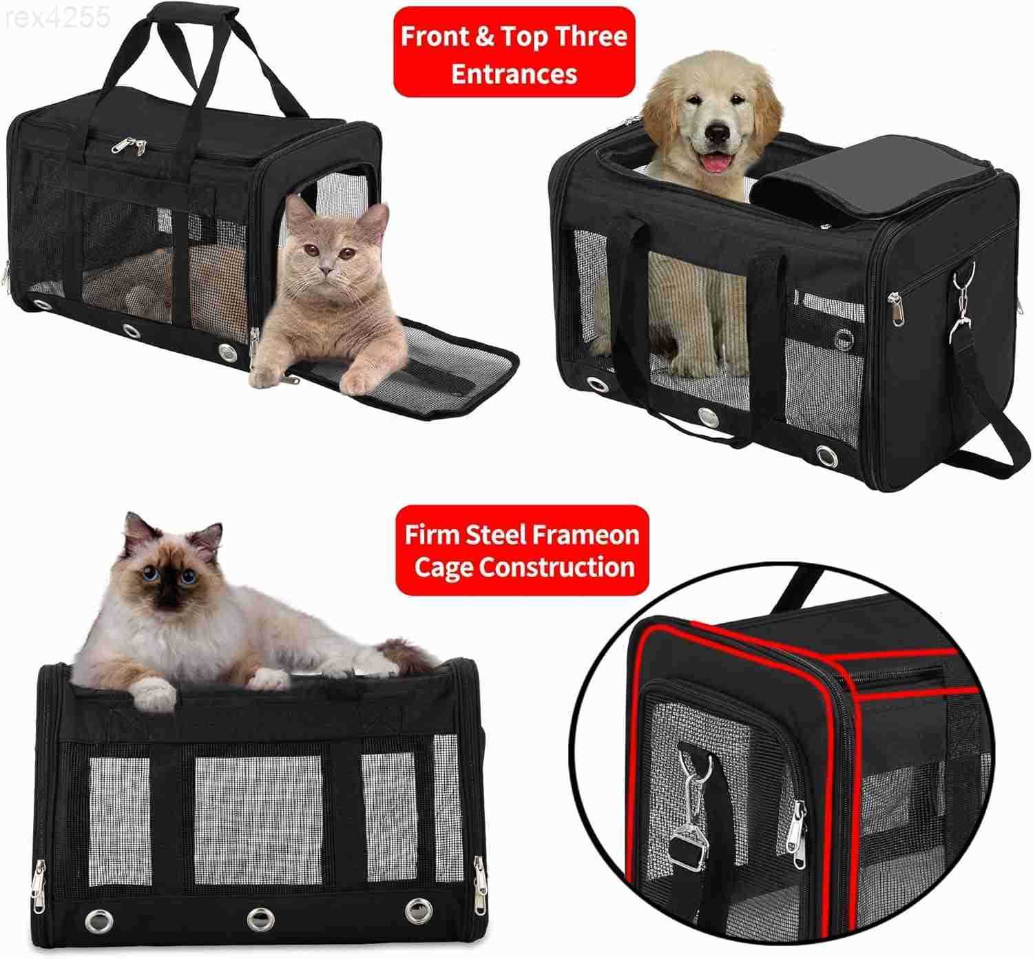 Soft Sided CatDog CarrierCollapsible Pets Travel Carriers for PetPuppy with Shoulder Strap Removable MatMesh Top Load Small DogsCats Carry Bag Up to 1